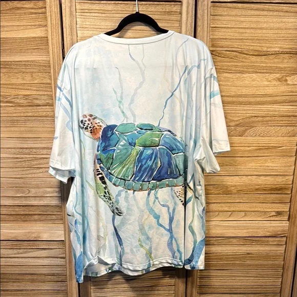 Temu Sea Turtle Graphic Seaweed Ocean Blouse 5X - Picture 7 of 7